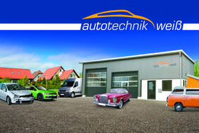 Grafik der Werkstatt von außen mit verschiedenen Autos